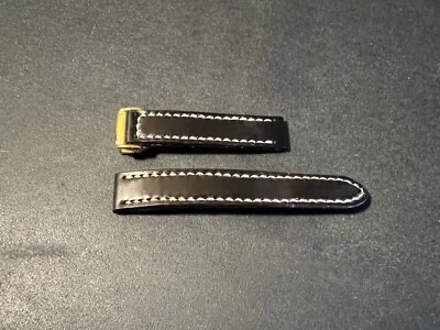 18 mm - 19 mm Echt HORWEEN Shell Cordovan Leder Uhrenarmband Armband - Schwarz - Bild 1 von 4