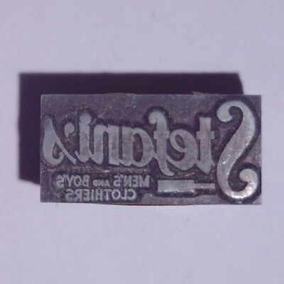 Stefani's Men's And Boy's Clothier Printers Letterpress Block Vintage - Image 1 of 4