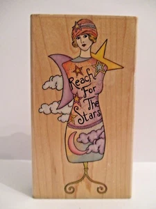 STAMPABILITIES Wood mount rubber stamp FELICIA STAR free ship woman media people - Picture 1 of 4