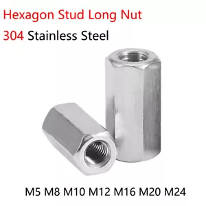 Hexagon Stud Long Nut Hex Nuts 304 A2 Stainless Steel M5 M8 M10 M12 M16 M20 M24 - Picture 1 of 2
