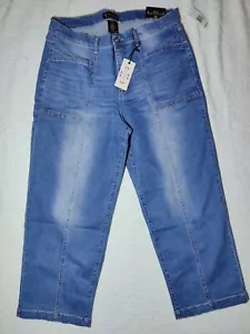 Nanette Lepore Belle High Rise Wide Leg Patch Pockets Front Seam Jeans 16 NWT - Picture 1 of 7