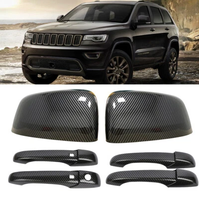 Крышки на зеркала из углеродного волокна + крышки на дверные ручки для Jeep Grand Cherokee 11-20 - Изображение 1 из 4