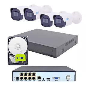 Kit Videosorveglianza NVR 8 CH IP PoE 4 telecamere con Audio HDD 1 TB incluso - Photo 1/13