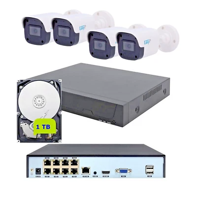 RVT SECURITY Kit Videosorveglianza NVR 8 CH IP PoE 4 telecamere con Audio HDD 1 TB incluso