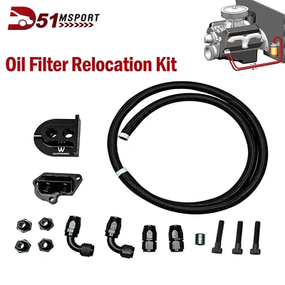 Oil Filter Relocation Kit Fit 2011-2023 Ford GT F150 Mustang 5.0L 5.2L V8 Coyote Foto 1 de 4