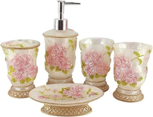 Vintage Bathroom Accessories, 5Piece Bathroom Accessories Set, Bathroom Set,, - Picture 1 of 12