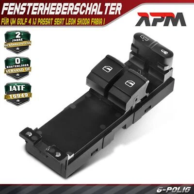 Fensterheberschalter Rot Vorne Links für VW Golf 4 1J Passat Seat Leon Skoda - Bild 1 von 4