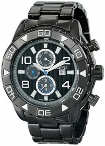 NEW August Steiner AS8130BK Mens Analog Multi-Functional Black Metal Sport Watch - Picture 1 of 2