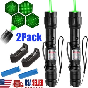 2PCS 6000Mile Green Laser Pointer Flashlight Visible Beam Light + Battery - Picture 1 of 14