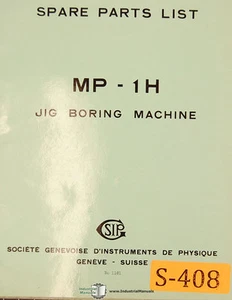 SIP MP-1H, Jig Boring Machine, Spare Parts Manual - Picture 1 of 1