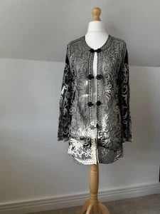 Woman’s Yen Embroidered Sheer Evening Jacket Chinese Frog Closure One Size Black - Picture 1 of 15