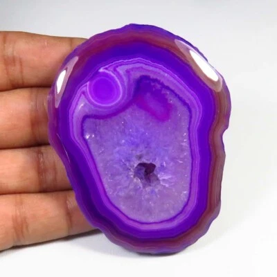 Purple Slice Geode Smooth Cabs 68x55 mm Natural Slice Agate Gems 204 Cts BS-949 - Image 1 of 4