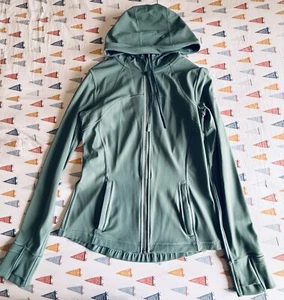 Giacca donna Lululemon Tidewater Teal con cappuccio e zip Nulu Define taglia 10 come nuova - Foto 1 di 6