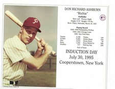 1995 Richie Ashburn Philadelphia Phillies HOF Induction Day Photo Card AO88