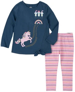 Kids Headquarters Toddler Girls Tie-Front Top and Striped Leggings Set, 2T - Picture 1 of 3