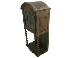 Antique Edwardian Display Cabinet Carved Wood Barley Twist Leaded Glass WOW - Picture 1 of 11