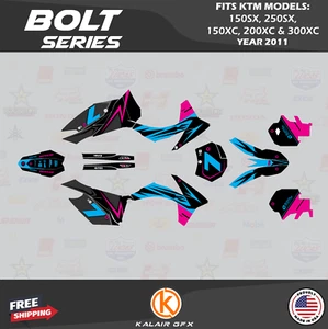 Graphics Kit for KTM 150SX, 250SX, 150XC, 200XC, 300XC (2011) Bolt - Cyan Mag - Picture 1 of 6