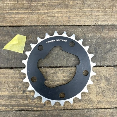 Plato Raceface74 24T 9 velocidades negro 74 mm BCD Mountain Canada diente astillado Foto 1 de 4