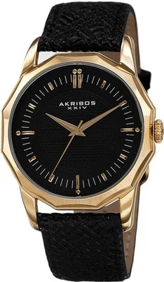 Reloj para hombre Akribos XXIV AK825YGB con bisel en forma de dodecágono estuche dorado negro Foto 1 de 4