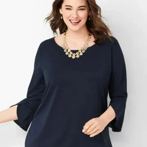 89 $ Talbots schwarzes Popover-Damenoberteil Bluse mit Tulpenärmeln Größe 1X TOP - Bild 1 von 5