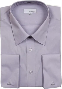 Camisa de vestir lisa de puño francés calce regular para hombre Modena - Imagen 1 de 9