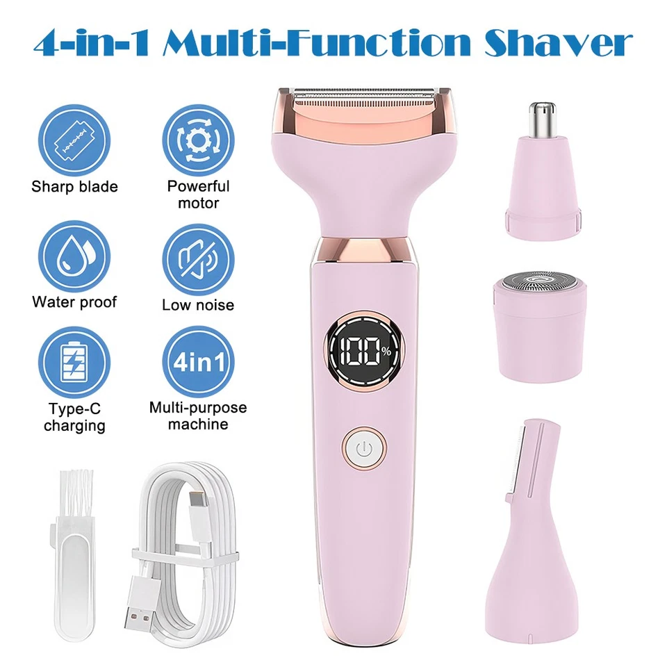 Electric Shaver for Women Bikini Trimmer Wet Dry Use 4 in 1 Silk Glide Epilator - image 1 of 4
