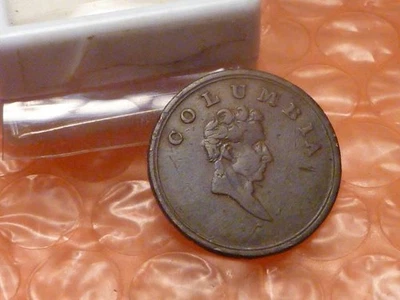 Moneda ficha de cobre original Columbia Farthing sin fecha principios del siglo XIX #2 Foto 1 de 3