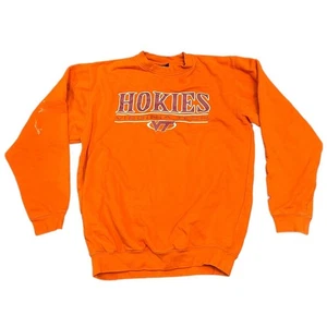90s Virginia Tech University Minimalist Orange Pullover Medium Sweatshirt UNISEX - Picture 1 of 9