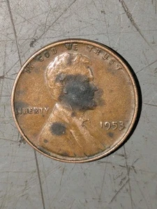 1953 1c Lincoln Wheat Penny Struck Through Grease Error Extremely Fine Condition - Picture 1 of 8
