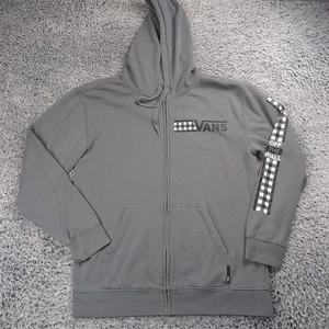 Vans Felpa con Cappuccio Uomo Grande Grigio Felpa Pile Skateboard Logo Street Zip Up - Foto 1 di 6