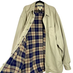 Vintage Eddie Bauer Mens 3XL Flannel Lined Field Barn Jacket Tan Long Coat Chore - Picture 1 of 5
