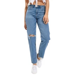 American Eagle 90er gerades Bein distressed Jeans Medium Wash 6 kurz blau neu mit Etikett - Bild 1 von 11