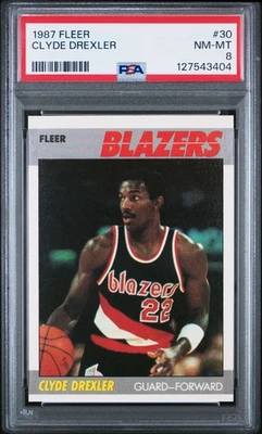 Fleer Clyde Drexler #30 1987-88 PSA 8 casi nuevo-como nuevo Foto 1 de 2