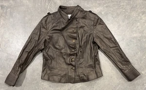 Peter Nygard 100% Echtleder Jacke Damen groß braun bestickt - Bild 1 von 7