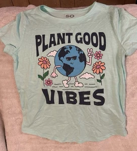 SO Plant Good Vibes Graphic Tee Girls Medium - Picture 1 of 2