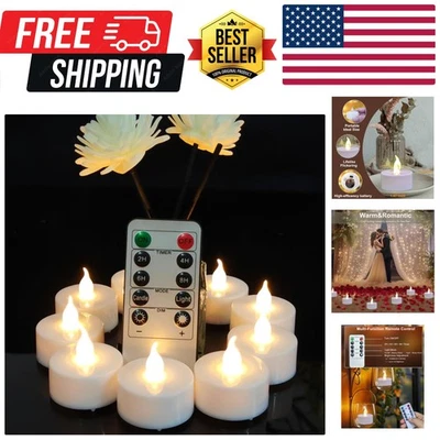 Safe & Elegant 12-Pack LED Tea Lights with Remote Control for Every Celebration - Image 1 of 4