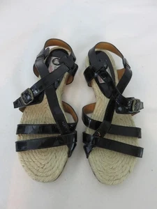 Sandalias planas de alpargata Lanvin de charol negro con tiras talla 39 nuevas sin caja - Imagen 1 de 6