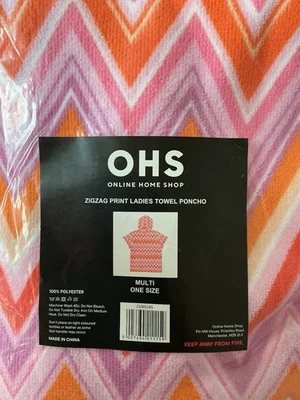 Kids Zig Zag Print Poncho Towel. Multi. Beach/swim/bath Time. Bnip. - Image 1 of 4