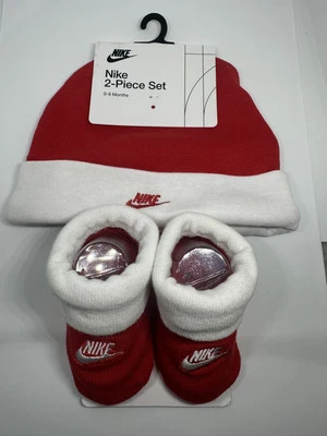 Nike Baby Boy's/Girl's Hat and Booties 2-Piece Set Size 0-6 Months Red/White - Image 1 of 3