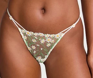 Victoria’s Secret DREAM ANGELS Thong Panty Daisy Embroidered Mesh Large NWT - Picture 1 of 4