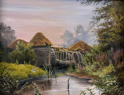 Ruso siglo XX, K. F. Zimnikov, 1993, pintura al óleo vintage, paisaje - molino antiguo Foto 1 de 4