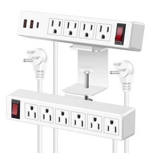 Desk Clamp Power Strip with PD20W USB-C, 2 in 1 Dual Layer Under Desk Power S... - Picture 1 of 7