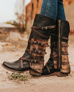Neue Freebird by Steven Rylie schwarz-braune Damenstiefel Größe 7 - Bild 1 von 9
