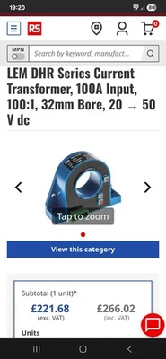 LEM DHR Series Current Transformer, 100A Input, 100:1, 32mm Bore, 20 - 50 V dc - Image 1 of 3