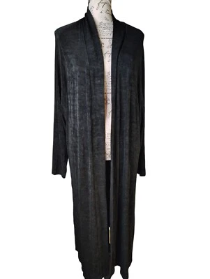 Vikki Vi Long Black Duster Cardigan, Size 0X, XXL, Long Sleeve, Nicely Weighted - Image 1 of 4