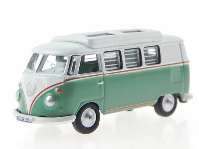 VW T1 Bus Camper türkis Dach bianco Modelauto 76VWS002 Oxford 1:76 - Immagine 1 di 4