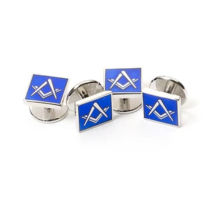 NEW Stunning Craft Silver & Blue Masonic Shirt Studs Great Mens Gift Freemason - Picture 1 of 2