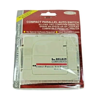 NEW Belkin Compact Parallel AutoSwitch F1U115E 1 Printer 2 Computers  - Image 1 of 4