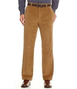 Roundtree & Yorke Mens New Inno-Flex Flat Front Corduroy Pants Khaki 42 42x29 XL - Picture 1 of 6