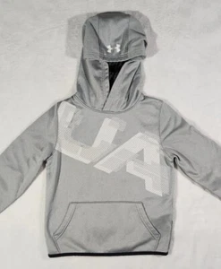 Under Armour ColdGear Hoodie Boys Small Gray White - Picture 1 of 7